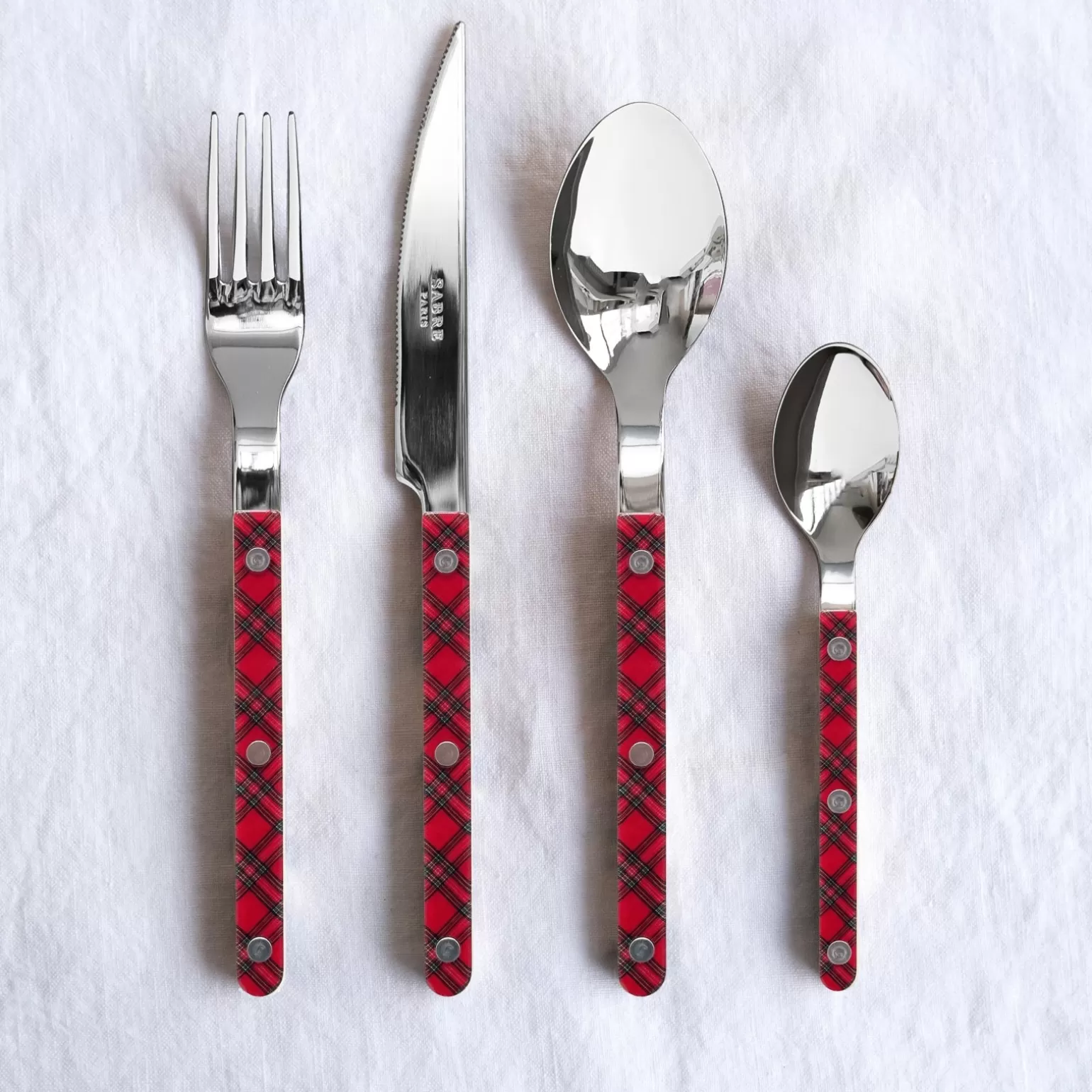 Fourchette De Table<Sabre Paris Bistrot Tartan, Rouge