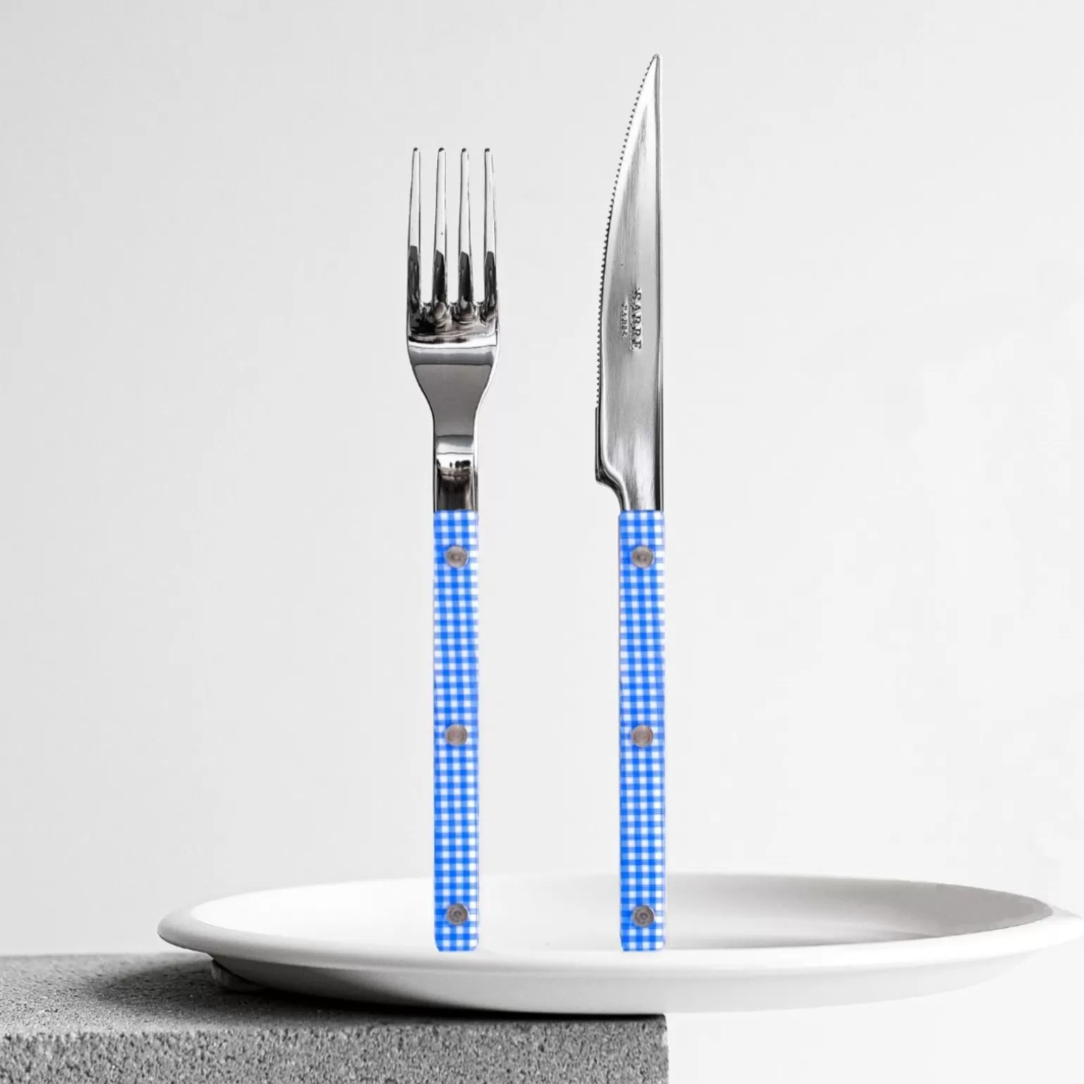 Couteau De Table<Sabre Paris Bistrot Vichy, Bleu