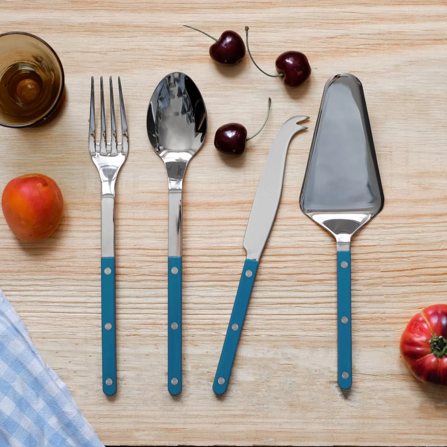 Set Les Essentiels - Ensemble De 4 Couverts De Service<Sabre Paris Bistrot Uni, Bleu canard